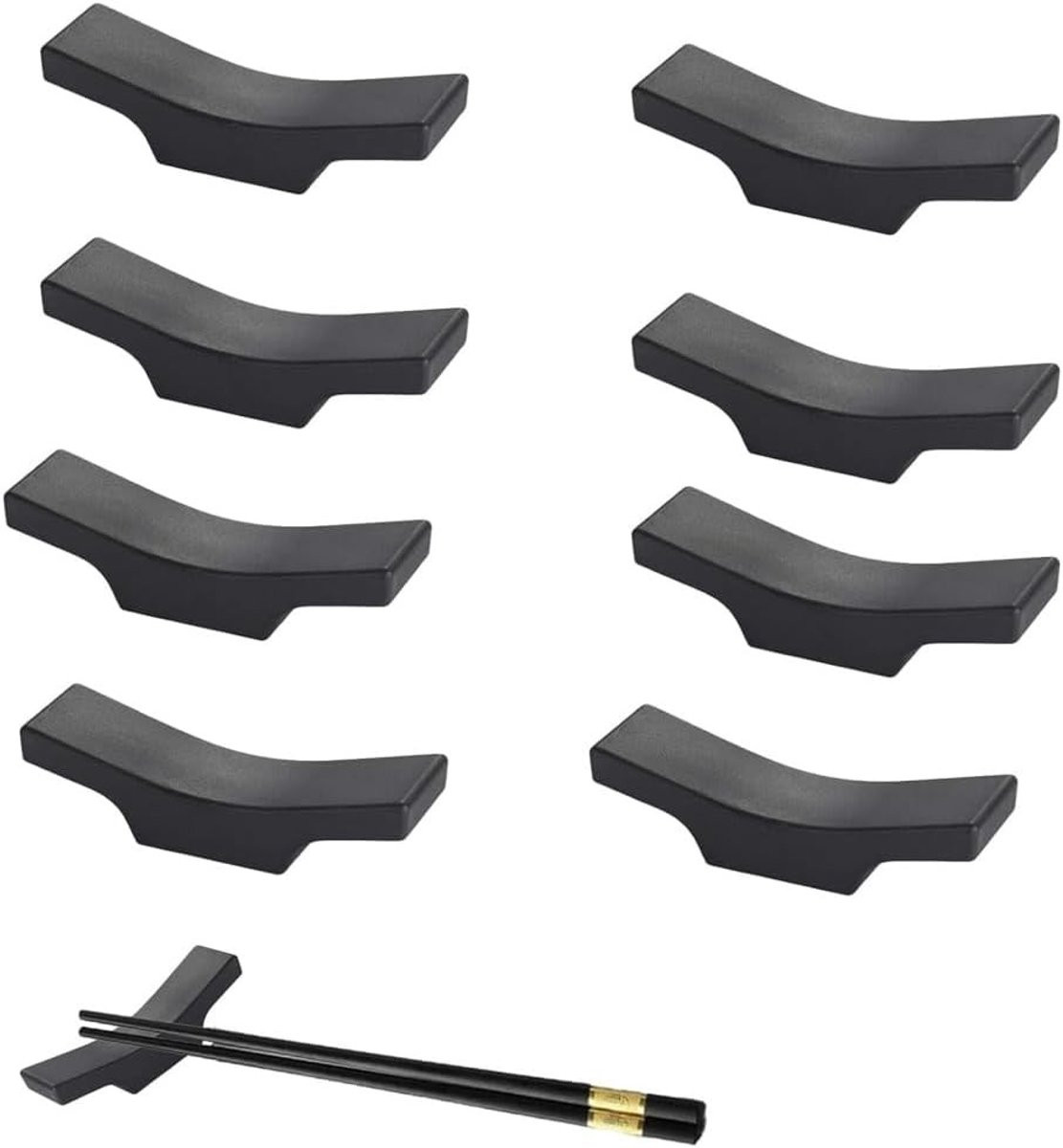 Set van 10 zwarte eetstokjeshouders van duurzame legering voor tafel en restaurant
