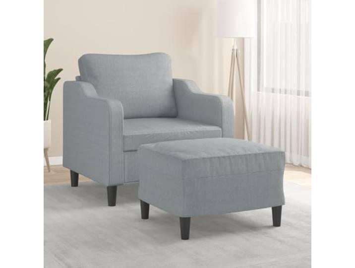 HEFZGDB Sessel mit Hocker Hellgrau 60 cm Stoff Polsterung Modernes Design Wohnzimmer Stuhl Bequem Langlebig Atmungsaktiv Robustes Gestell Sitzgelegenheit Entspannen Lesen Fernsehen