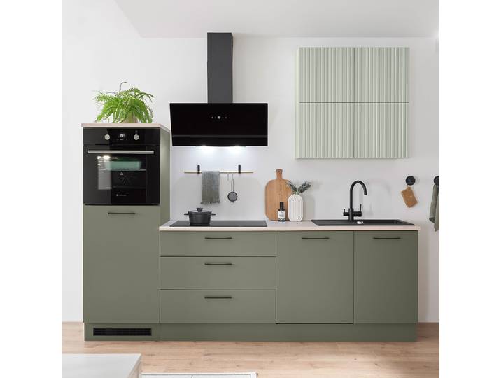 Premium Küchenzeile 260 cm 260 x 200 x 60cm Grün Elektrogeräte Premium
