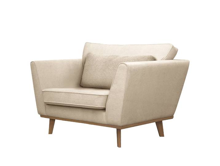 Sessel Lauwe I Beige/Creme Webstoff ohne Hocker 112 x 84 x 92cm