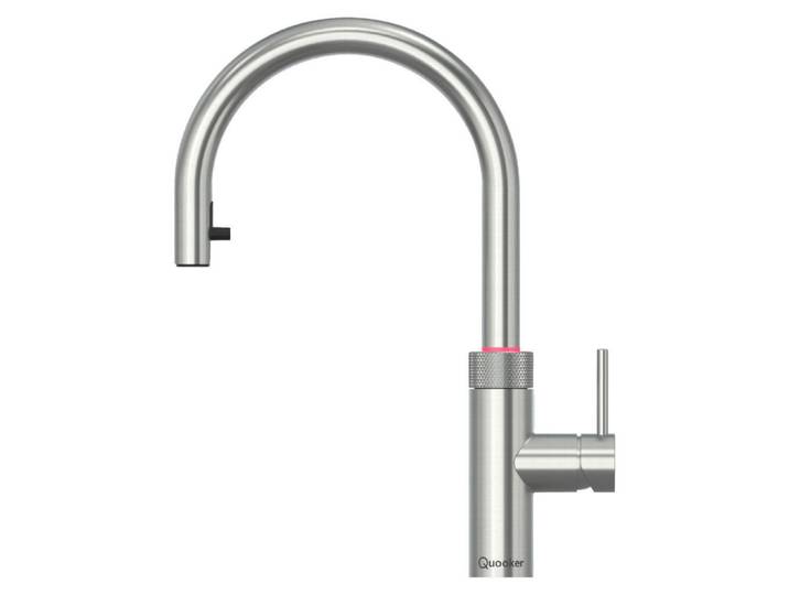 Quooker Küchenarmatur Flex Round, Edelstahl, Metall, 4.6x40x25.6 cm, Made in Europe, flexible Anschlussschläuche, herausziehbarer Auslauf, Keramikkartusche, Kindersicherung, Trinkwassersystem, für kochendes Wasser geeignet, Sprudelwasser geeignet, Küchen, Küchenausstattung, Küchenarmaturen