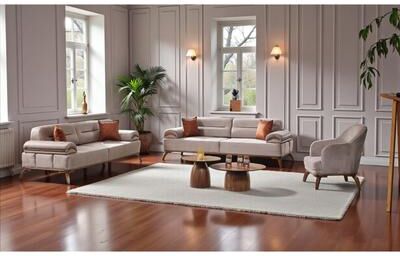 Furnia Lowell 3 Pieces Living Room Sets 2 Sofa 1 Chair