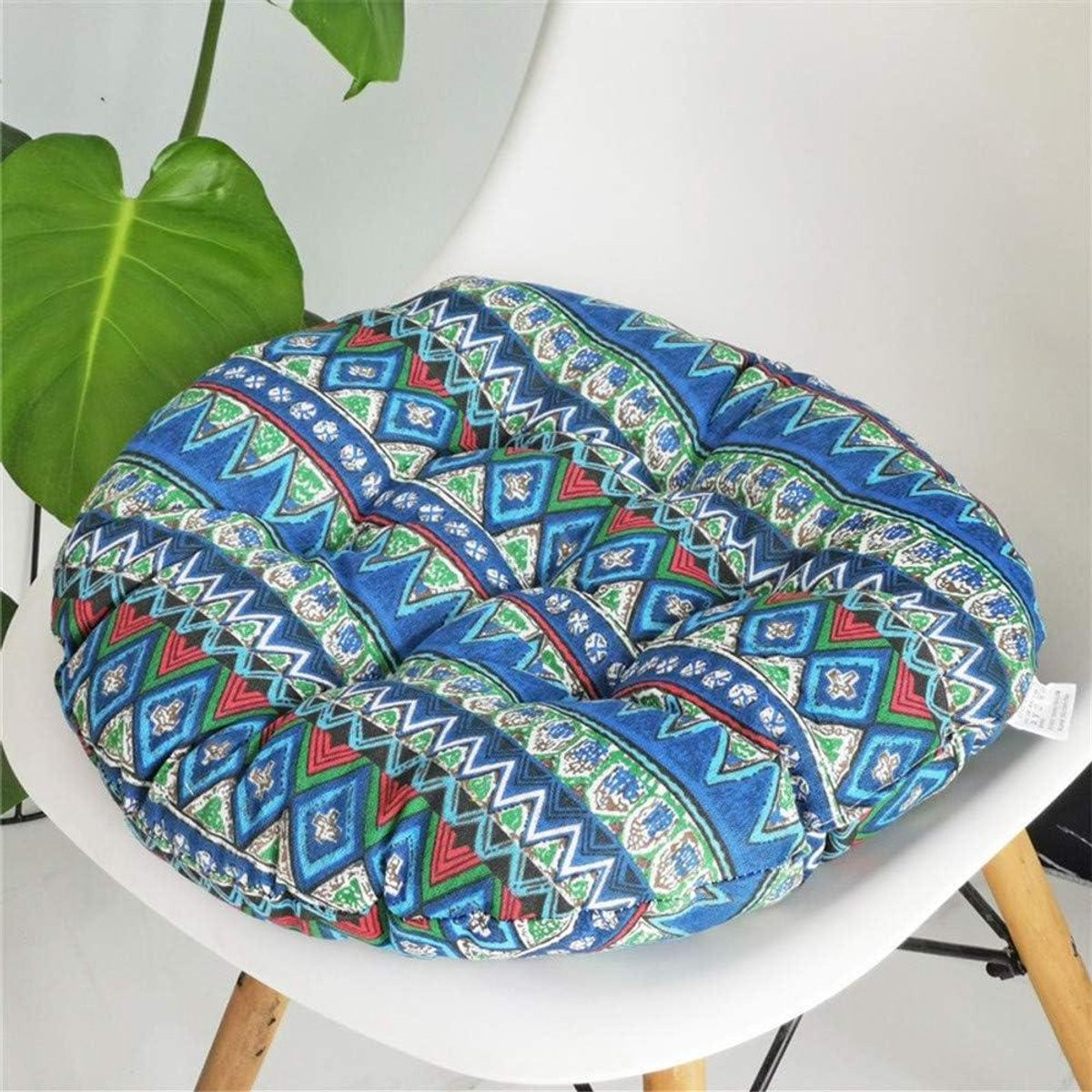 Blauw Rond Zitkussen van Duurzaam Katoen voor Buiten - 45 x 45 cm