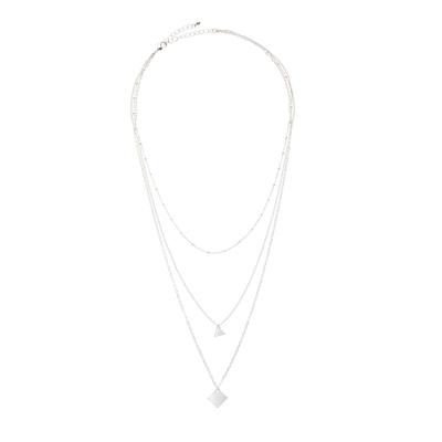 Kette mit Anhänger LASCANA "Halskette", Damen, Gr. Metall, L: 68, silber (silberfarben), glänzend, Basic, Halsketten, mehrreihige Halskette, geometische Anhänger