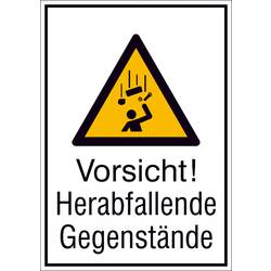 WOLK DIREKT Warn-Kombischild,Alu,Vorsicht! Herabf. Gegenst.,26,2x37,1 cm DIN EN ISO 7010 W035 + Zusatztext 110.A8042