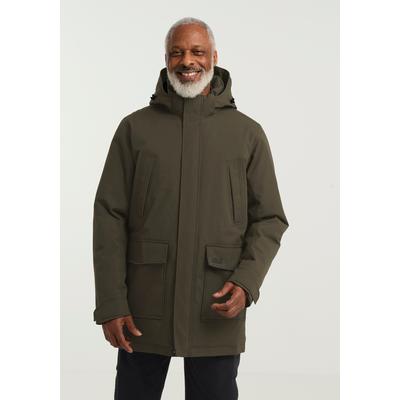Funktionsparka JACK WOLFSKIN "CANYON SHIELD PARKA M", Herren, Gr. S (48), grün (obsidianmoss), Obermaterial: 100% Polyamid. Füllung: 100% Polyester. Futter: 100% Polyester, Jacken, mit TEXAPORE-Technologie, atmungsaktiv, wasserdicht, winddicht