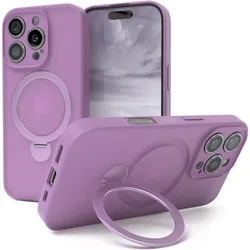 EAZY CASE Case MagSafe Rotation Ring für iPhone 16 Pro (Apple iPhone 16 Pro), Smartphone Hülle, Violett