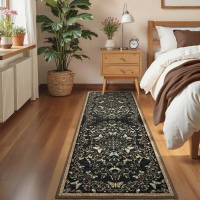 Garvee Vintage Butterfly Floral Washable Area Rug