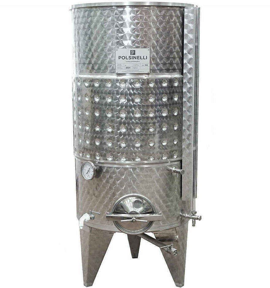 Polsinelli Serbatoio Inox 300 L Conico 10° Refrigerato con Galleggiante