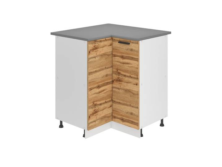 Belini Unterschrank Küche, Küchenunterschrank 90 cm Breite. SNP Küchenunterschrank mit Arbeitsplatte. Eckschrank Küche mit 1 Tür, Wotan-Eiche