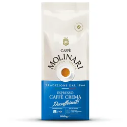 Caffè Molinari Espresso/ Caffé Crema Decaffeinato - 500 g Ganze Bohne - Intensität: 5/10