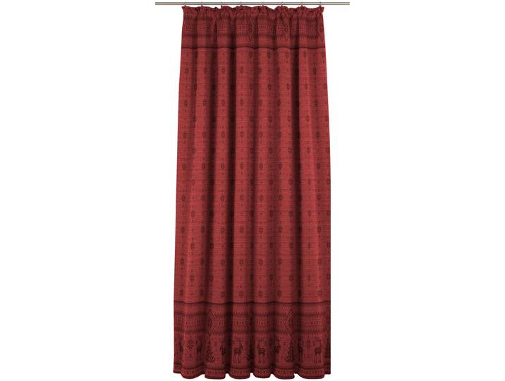 Vorhang WIRTH Romo, 1 Stück, Kräuselband, blickdicht, Norwegenmuster Gr. 1, rot, B:135cm H:145cm, Jacquard, Baumwolle, Polyester, Gardinen, Vorhang, recycelte Fasern, Norwegenmuster