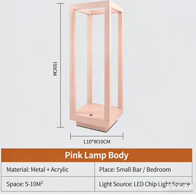 Inspire Curations Modern European Rechargeable LED Table Lamp Elegant Cordless Ambient Light For Home & Dining pink