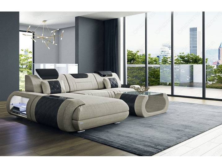 Couch Rimini L-Form in Stoff