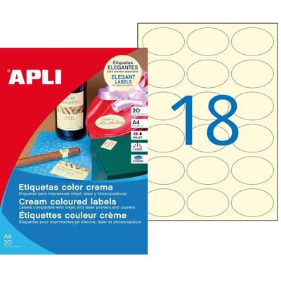 Apli agipa Universal-Etiketten oval, 63,5 x 42,3 mm, creme