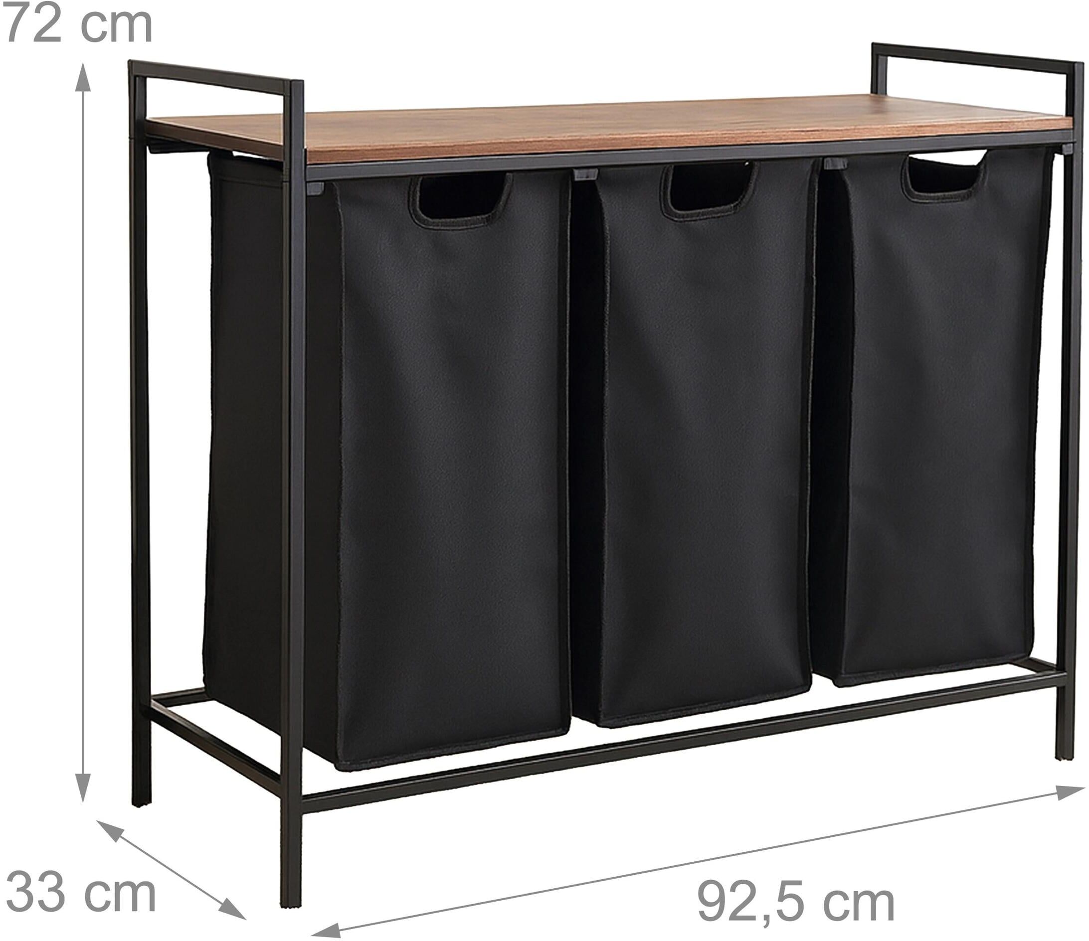 Wäschekorb RELAXDAYS, schwarz (braun, schwarz), B:92,5cm H:72cm T:33cm, Holzwerkstoff, Wäschesammler, Wäschekorb braun, schwarz 120 l