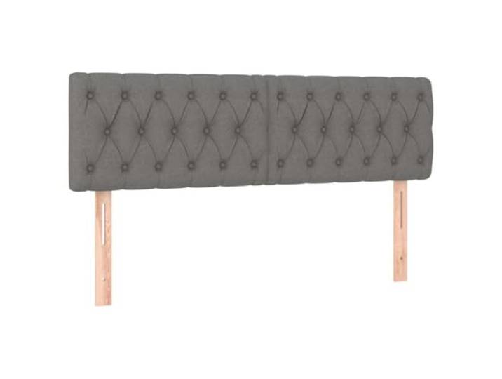 Leasha Kopfteil mit LED, Bettgestell, Schlafzimmermöbel, Dunkelgrau, 144 x 78 x 78/88 cm, Stoff