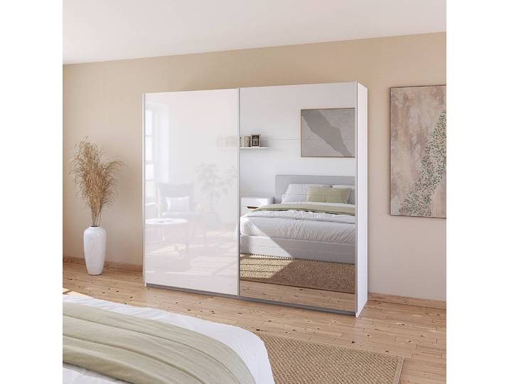 Armoire - Miroir 226cm Blanc/Blanc brillant/Blanc alpin