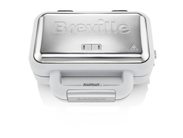 Breville Machine à sandwich DuraCeramic avec assiettes creuses Machine à sandwich pour 2 tranches à température variableblanche [VST070X]