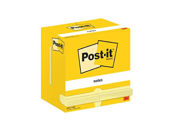 Post-it Notes, geel, gelinieerd, 76 mm x 127 mm, 12 blokken