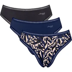 Sloggi Damen Slips, 3er Pack - GO Crush High Leg C3P, Unterhose, Stretch-Baumwolle Blau / M