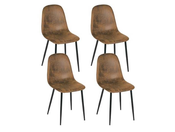 FurnitureR Esszimmerstühle, weiche Stühle, Rückenlehne, Küchenstühle, Komfort-Wildleder, für Wohnzimmer, Lounge, Zuhause, minimalistisches Design, Braun, 4 Stück