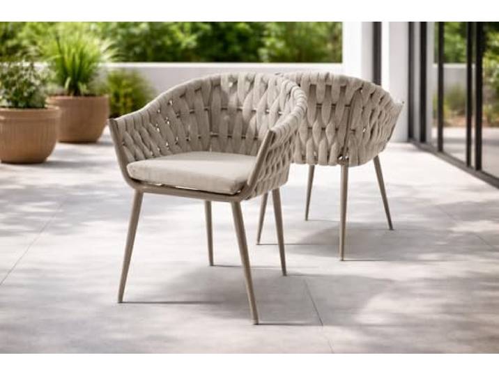 Destiny Sessel Molino 2er Set, Aluminium + Rope, Taupe