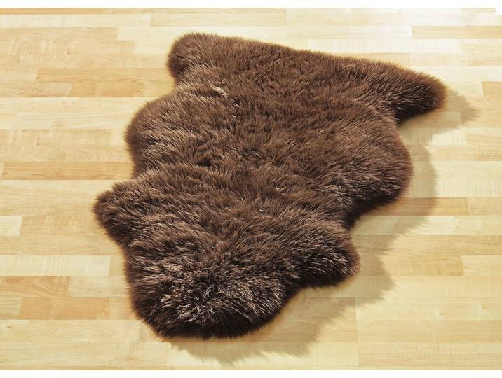 Vorleger aus echtem Merino-Lammfell, Braun, Größe 001 (Vorleger, Länge ca. 80 cm)