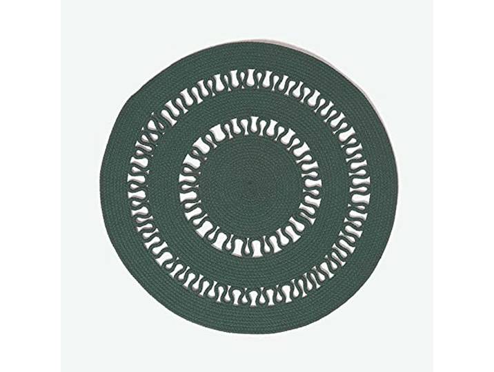 Homescapes grüner Teppich, rund, 90 cm, gehäkelter Teppich/Vorleger aus Baumwolle im Retro-Look mit Loop-Muster, flach gewebter Teppich für Schlafzimmer, Wohnzimmer, Flur oder Küche