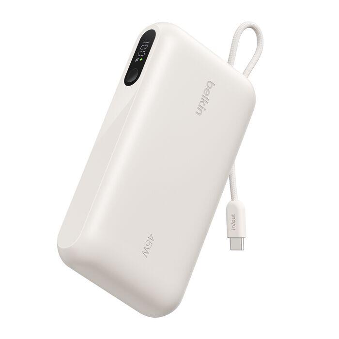 Belkin BoostCharge Powerbank 20.000mAh PD45 W mit Display, USB-A und USB-C Anschluss, inkl. USB-C-Kabel, sand BPB030hqSA