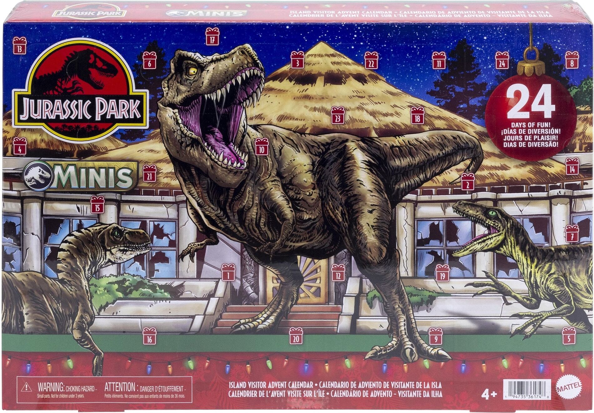 Mattel Jurassic World Minis Island Visitor Advent Calendar - 24 Surprises for Kids - 19 Mini Dinosaur Figures