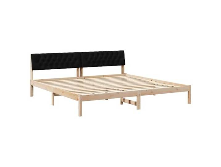 PUGYNBK Bettgestell 200 x 200 cm mit Kopfteil Massives Kiefernholz, Kopfteil aus Polyester, moderner Stil, quadratische Beine