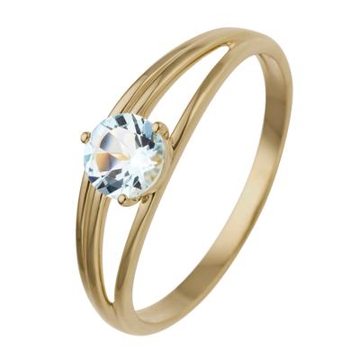 Fingerring JOBO Gr. 50, blau (hellblau), Fingerringe, Damen, 50, Gelbgold 585, Fingerring, 585 Gold mit Blautopas