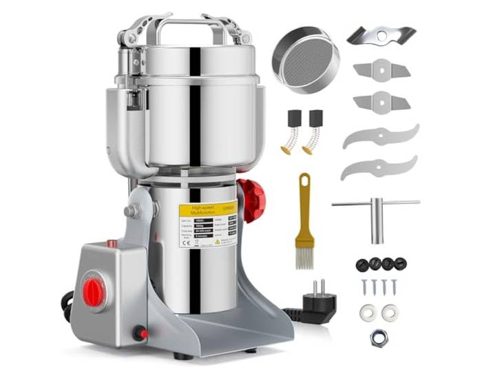 Niktulo Tragbare Getreidemühle 220 V,Zum Mahlen schütteln,Hochgeschwindigkeits Schleifmaschine Mehl Pulver,für Kräuter/Gewürze/Nüsse/Getreide mit Überlastschutz (1000g)