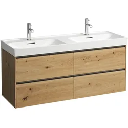 Waschtischunterbau, MEDA, 448x1284x515, mit 4 Schubladen, 2 Ordnungssysteme, integrierte Griffleiste, Vollauszug und Soft-Close, für Waschtisch MEDA H814112 (130 cm), weiß matt