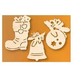 Taulin Erzgebirge 3er Set Stiefel, Glocke, Kugel d = ca. 5 - 8 cm