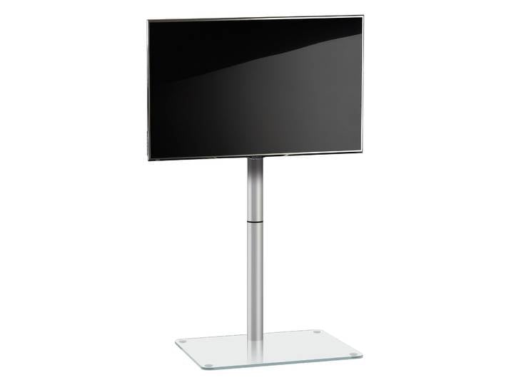 Wohnzimmertisch VCM TV Standfuß Alu Glas Fernseh Ständer Fuß Alani , weiß (klarglas), B:60cm T:45cm, Regale, TV-Board