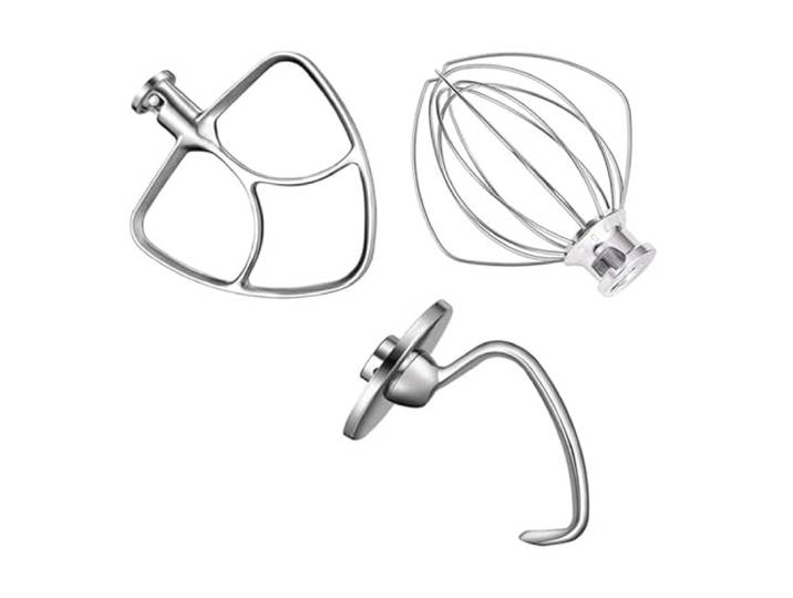 Küchenmaschinen Aufsatzset Kompatibel mit KitchenAid 5QT 3 Teile; Edelstahl; Knethaken + Schneebesen + Rührpaddel