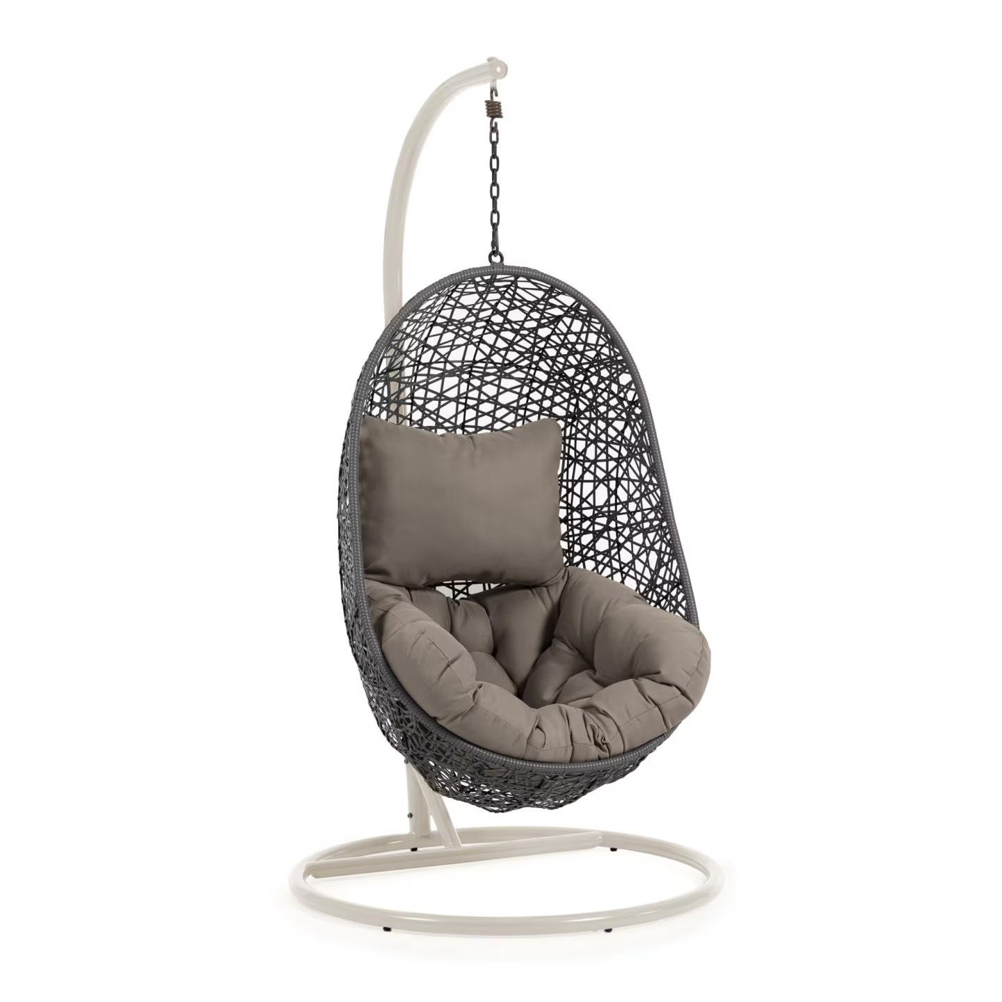 Kave Home Hangstoel Florina met standaard - Antraciet/Beige