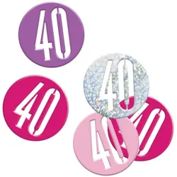 Konfetti rosa & silber Zahl 40