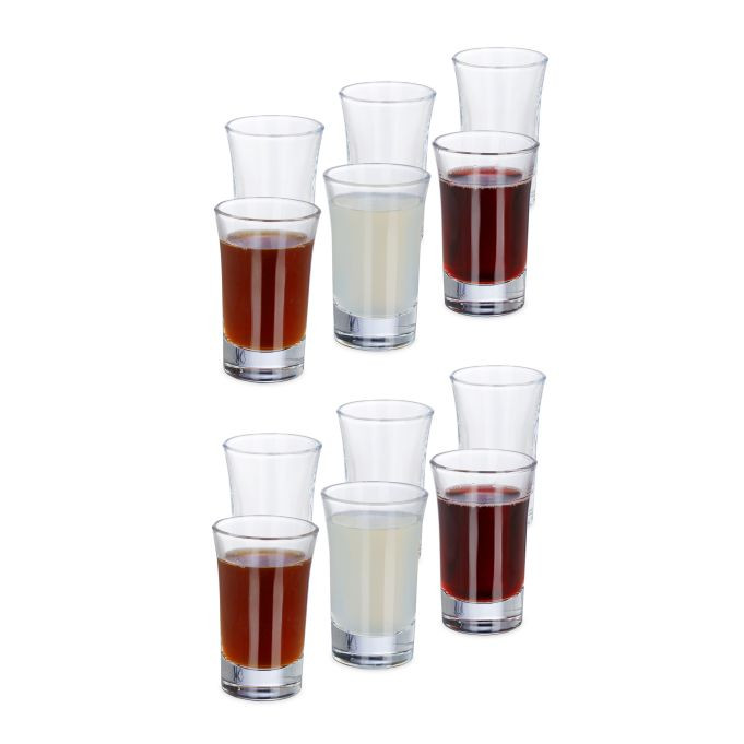 Relaxdays Set van 24 Transparante Shotglazen van Glas, 4 cl