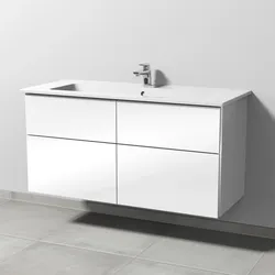 Sanipa Waschtischunterschrank „3way“ 1155 × 591 × 500 mm in Weiß (glanz), Becken mittig