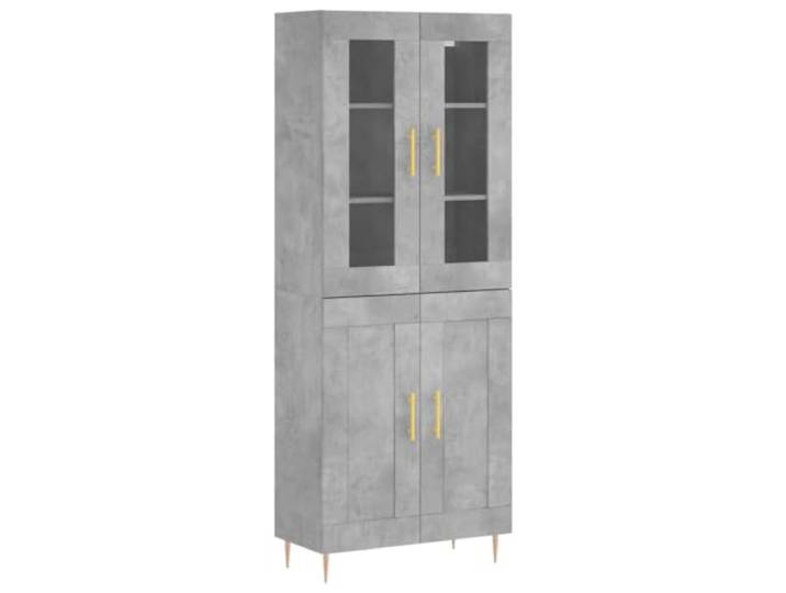 Highboard Betongrau 69,5x34x180 cm Holzwerkstoff mit Metallfüßen Stilvolles Design, viel Stauraum, Metallfüße, Holzwerkstoff, Feuchtigkeitsbeständig, robust, vielseitig einsetzbar