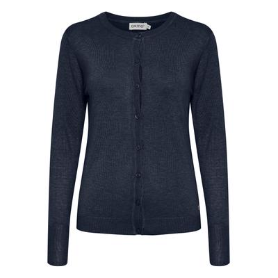 Cardigan OXMO "Strickcardigan OXHlin", Damen, Gr. S, blau (total eclipse melange), Obermaterial: 80% Viskose CV. 20% Nylon NY., Strickjacken