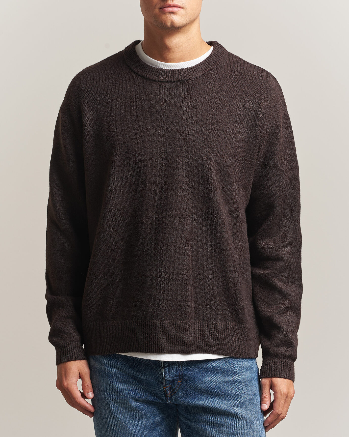 KnowledgeCotton Apparel Knitted Crewneck Chocolate Tort men L Beige