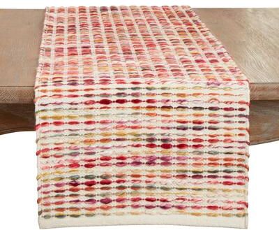 "Saro Lifestyle Woven Rainbow Stripe Delight Table Runner - 16""x72"""