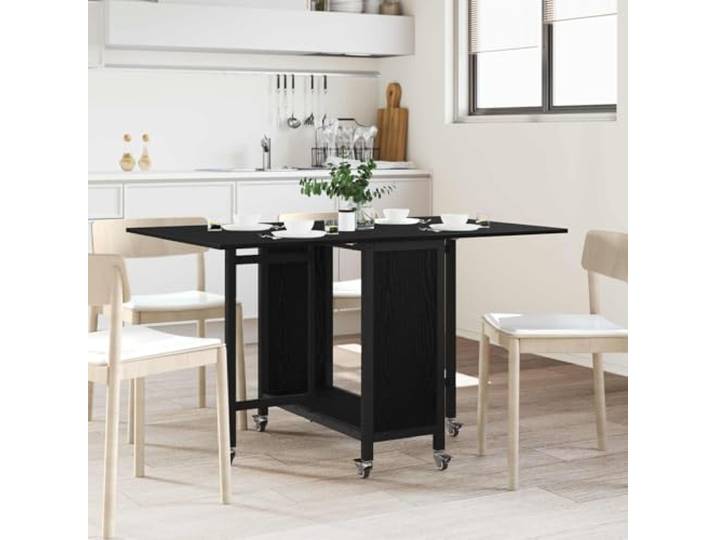 Faltbarer Esstisch mit Rollen 130 x 80 x 76,5 cm Holzwerkstoff Sechs feststellbare Rollen,klappbare Seiten,integriertes Ablagefach,leicht zu reinigen,vielseitig nutzbar