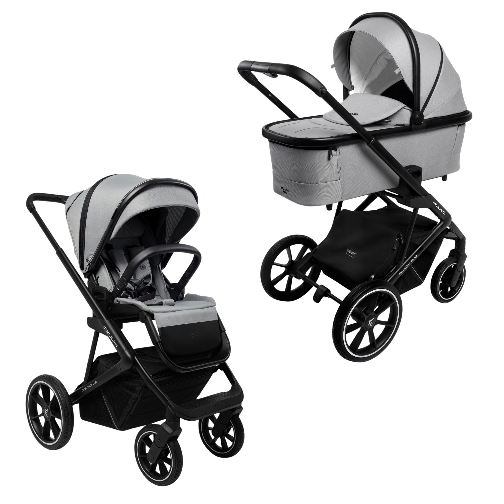 Muuvo Slick 2.0 - Multifunktionaler Kinderwagen 2-in-1, Hellgrau