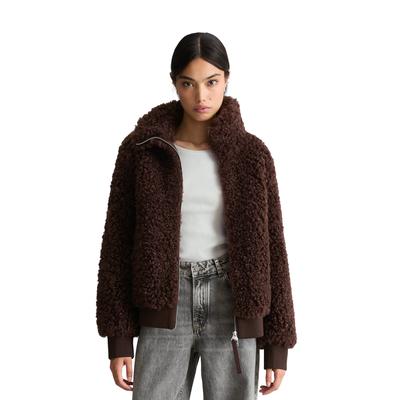 Blouson MARC O'POLO DENIM, Damen, Gr. M, espresso braun, Obermaterial: 100% Polyester. Futter: 100% Polyester, Rippstrickbündchen, Jacken Blouson, Stehkragen, Teddy-Blouson regular fit