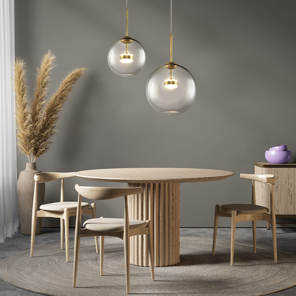 Maytoni Lámpara de techo led moderno dorado con pantalla esférica transparente